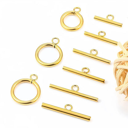 4 Sets Stainless Steel OT Clasp Toggle Clasps 18k Gold for Necklaces Connectors Bracelets Hooks DIY Jewelry Making Accessories - Avero