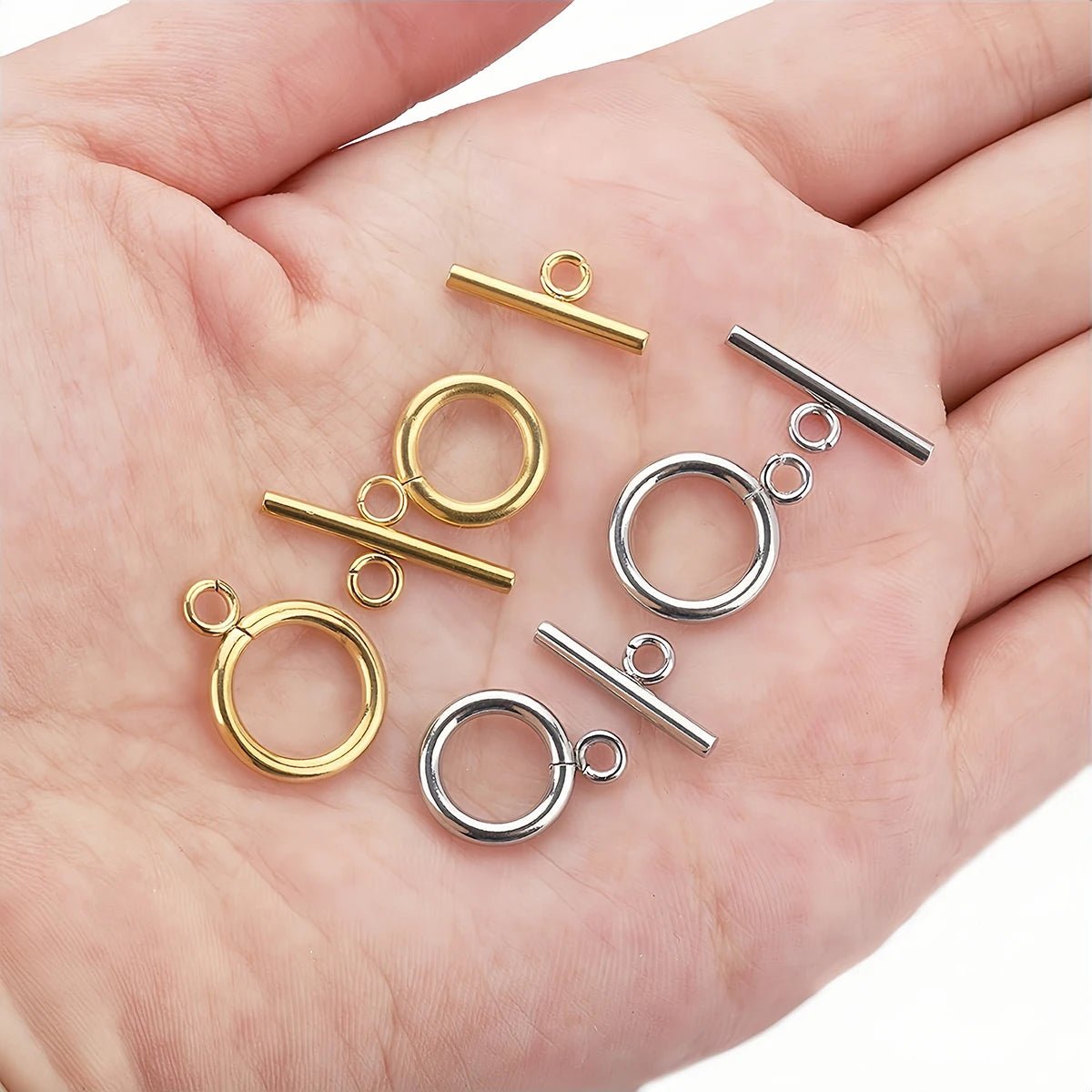 4 Sets Stainless Steel OT Clasp Toggle Clasps 18k Gold for Necklaces Connectors Bracelets Hooks DIY Jewelry Making Accessories - Avero