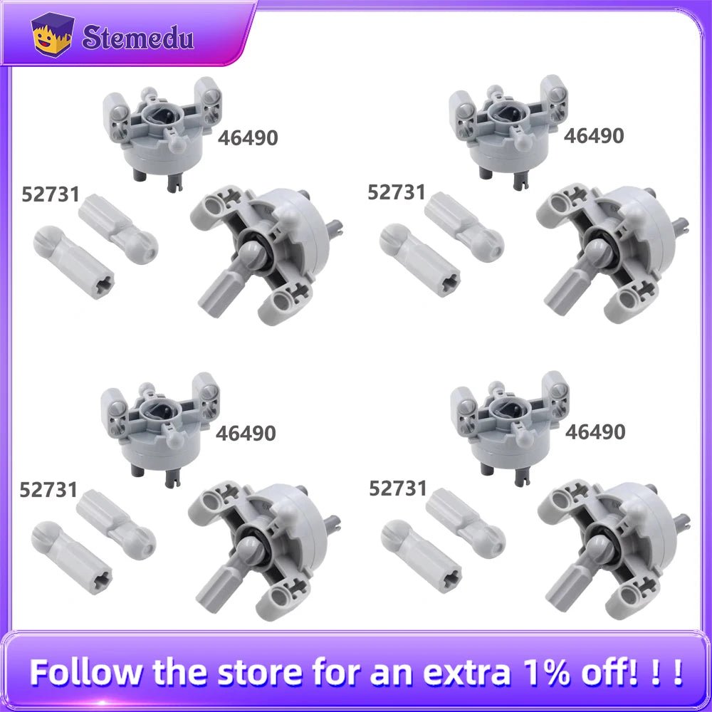 4 Sets Technical Parts Wheel Hub CV Cardan Ball Joint Steering Suspension Drive Axle Legoeds - compatible 46490 52731 Connectors - Avero