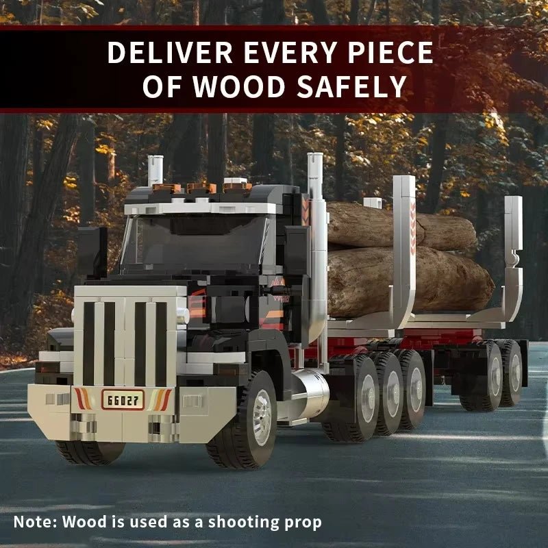 445PCS Wood Transport Truck Head Building Blocks City Truck Model Bricks Desktop Ornaments Children's Educational DIY Toys Gifts - Avero
