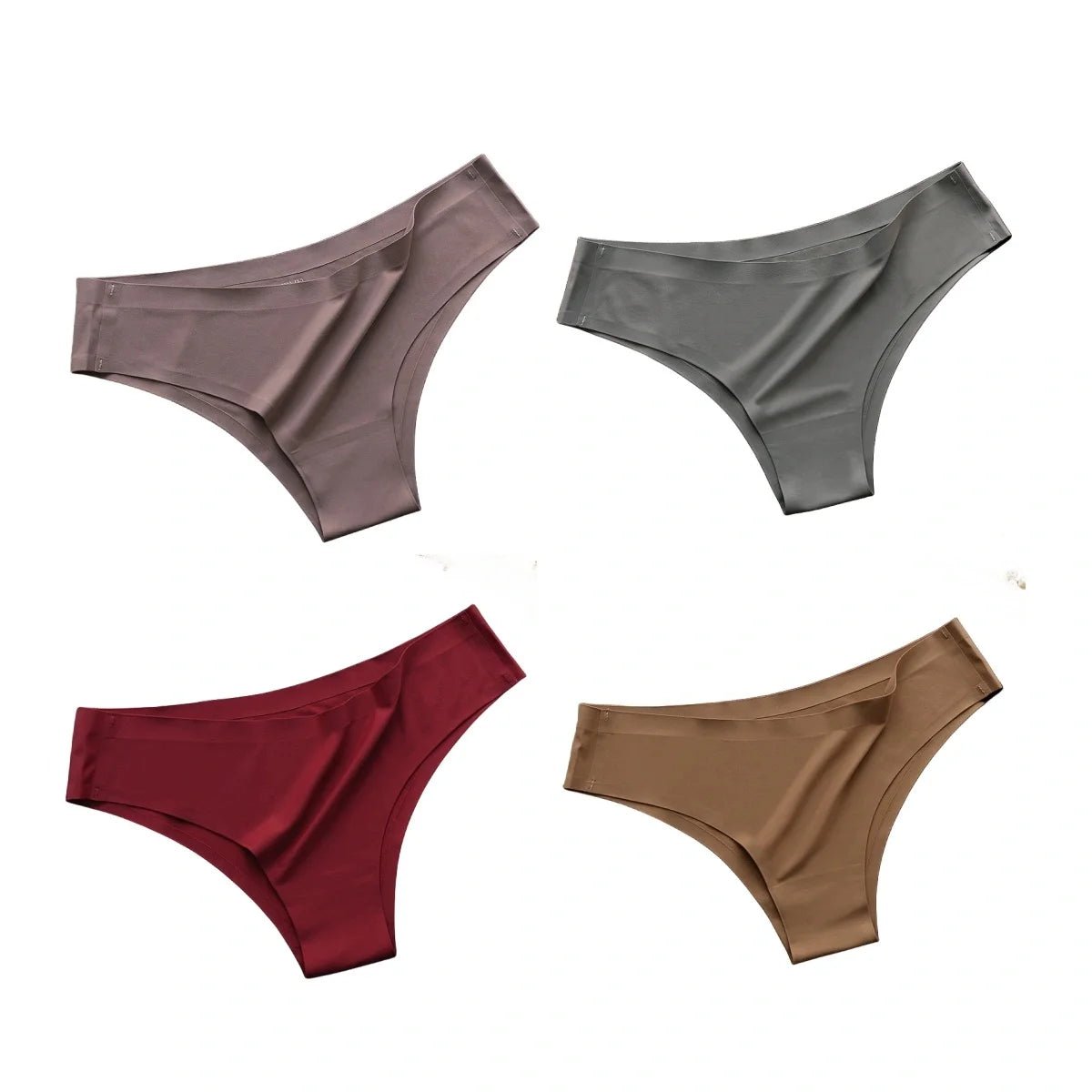 4PCS/Set Seamless Panties Women Sexy Underwear Ice Silk Underpants Low Waist G - string Female Soft Solid Ultra - thin Briefs - Avero