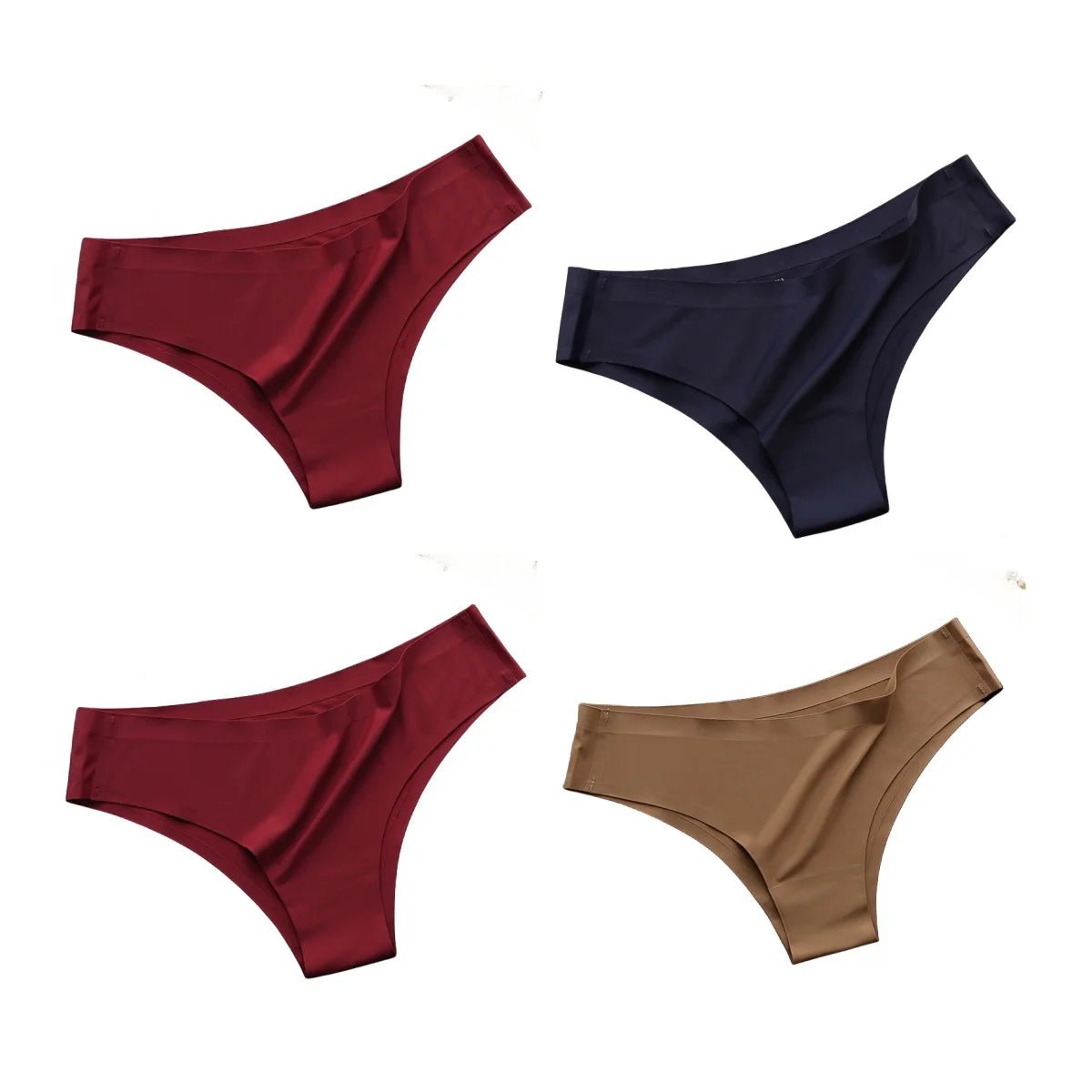 4PCS/Set Seamless Panties Women Sexy Underwear Ice Silk Underpants Low Waist G - string Female Soft Solid Ultra - thin Briefs - Avero