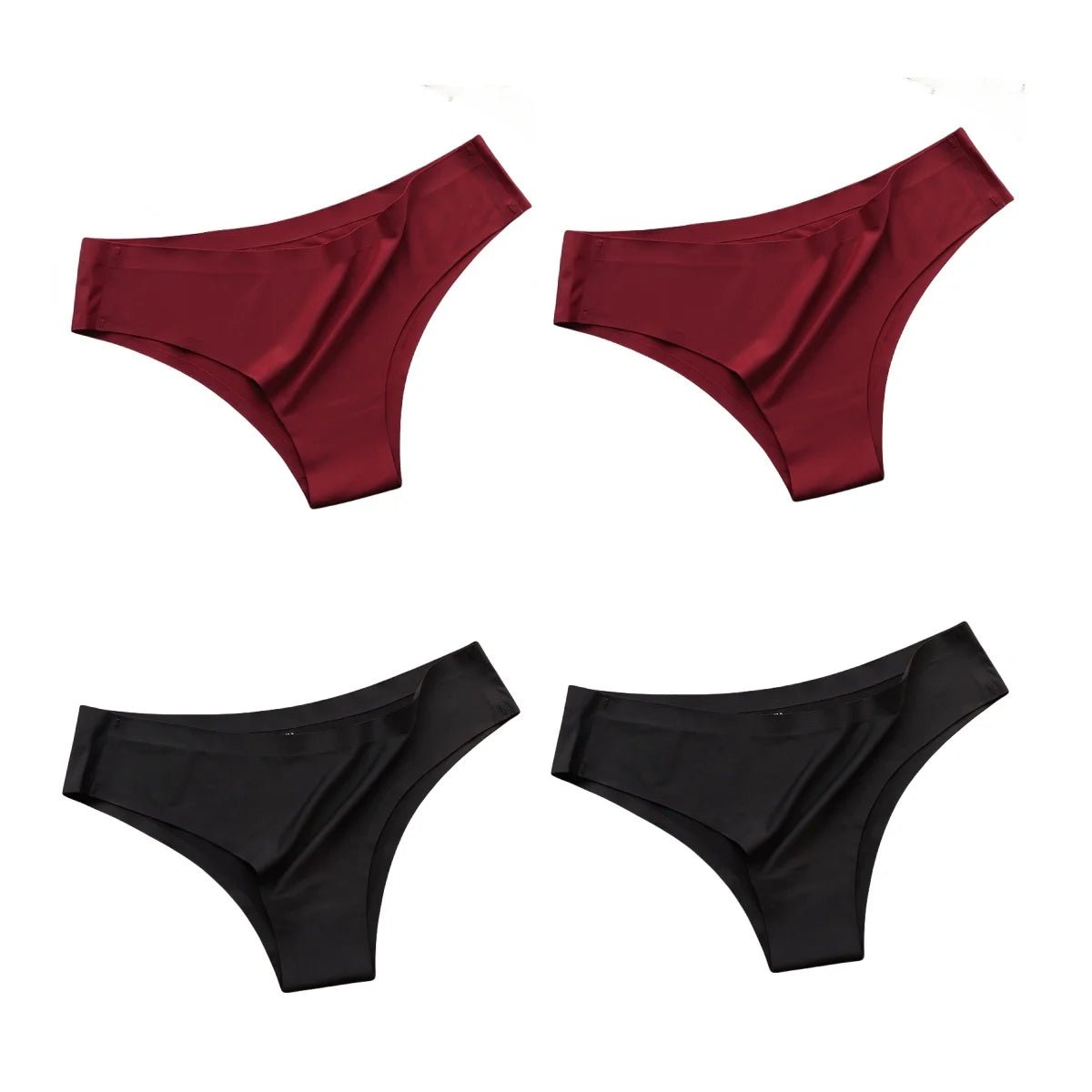 4PCS/Set Seamless Panties Women Sexy Underwear Ice Silk Underpants Low Waist G - string Female Soft Solid Ultra - thin Briefs - Avero