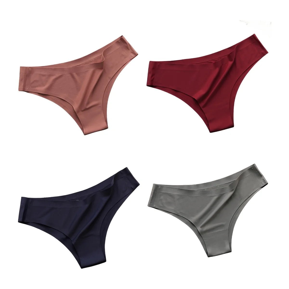 4PCS/Set Seamless Panties Women Sexy Underwear Ice Silk Underpants Low Waist G - string Female Soft Solid Ultra - thin Briefs - Avero