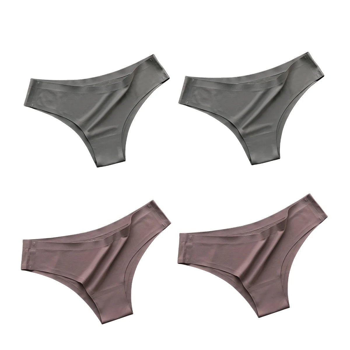 4PCS/Set Seamless Panties Women Sexy Underwear Ice Silk Underpants Low Waist G - string Female Soft Solid Ultra - thin Briefs - Avero