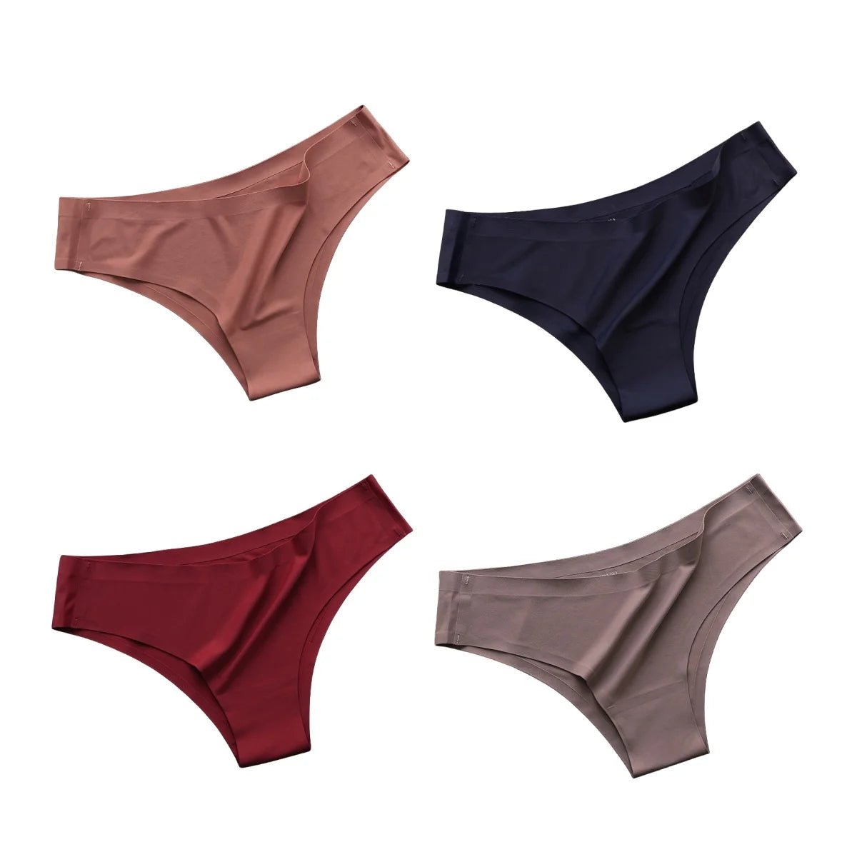 4PCS/Set Seamless Panties Women Sexy Underwear Ice Silk Underpants Low Waist G - string Female Soft Solid Ultra - thin Briefs - Avero