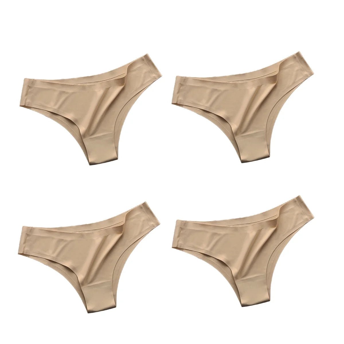 4PCS/Set Seamless Panties Women Sexy Underwear Ice Silk Underpants Low Waist G - string Female Soft Solid Ultra - thin Briefs - Avero