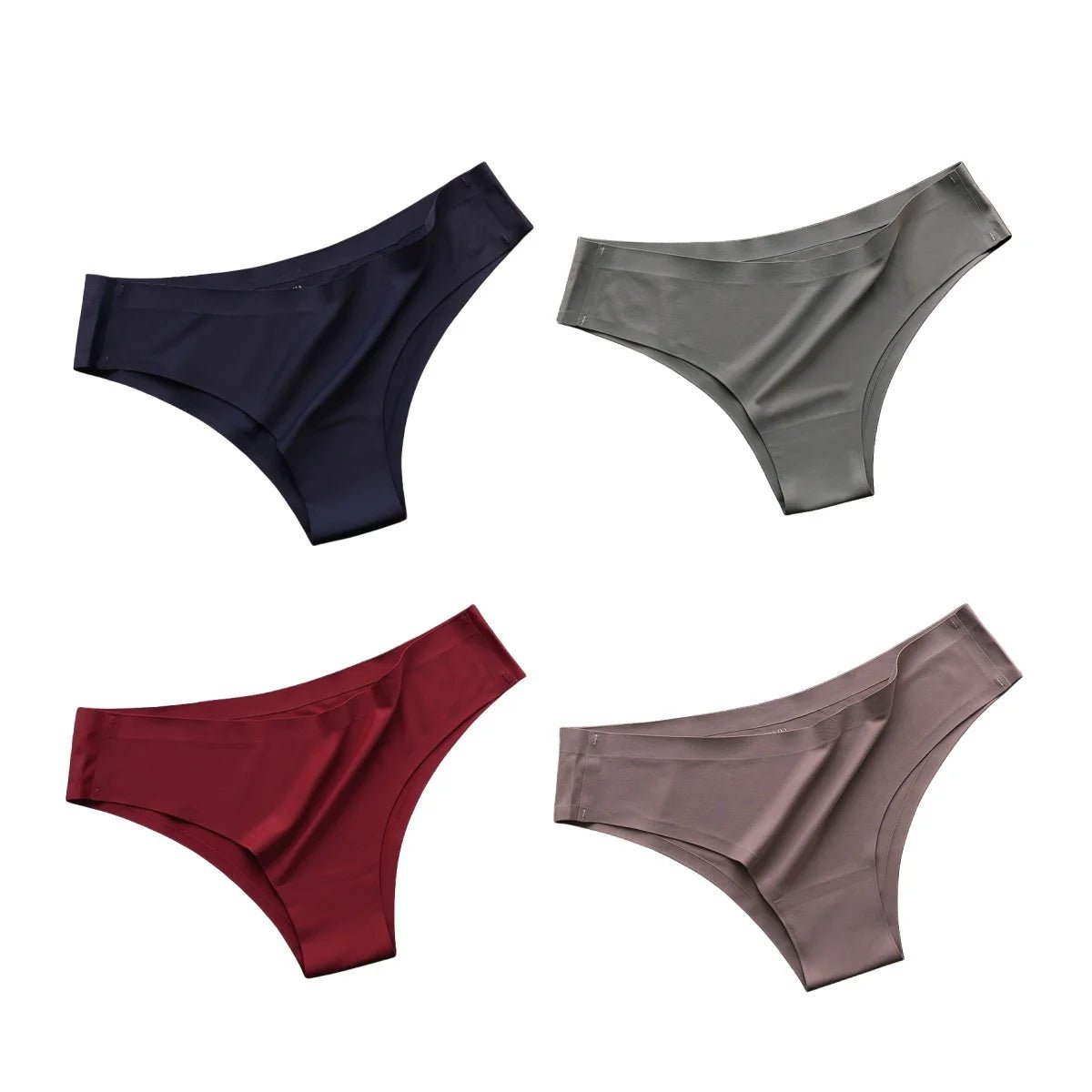 4PCS/Set Seamless Panties Women Sexy Underwear Ice Silk Underpants Low Waist G - string Female Soft Solid Ultra - thin Briefs - Avero