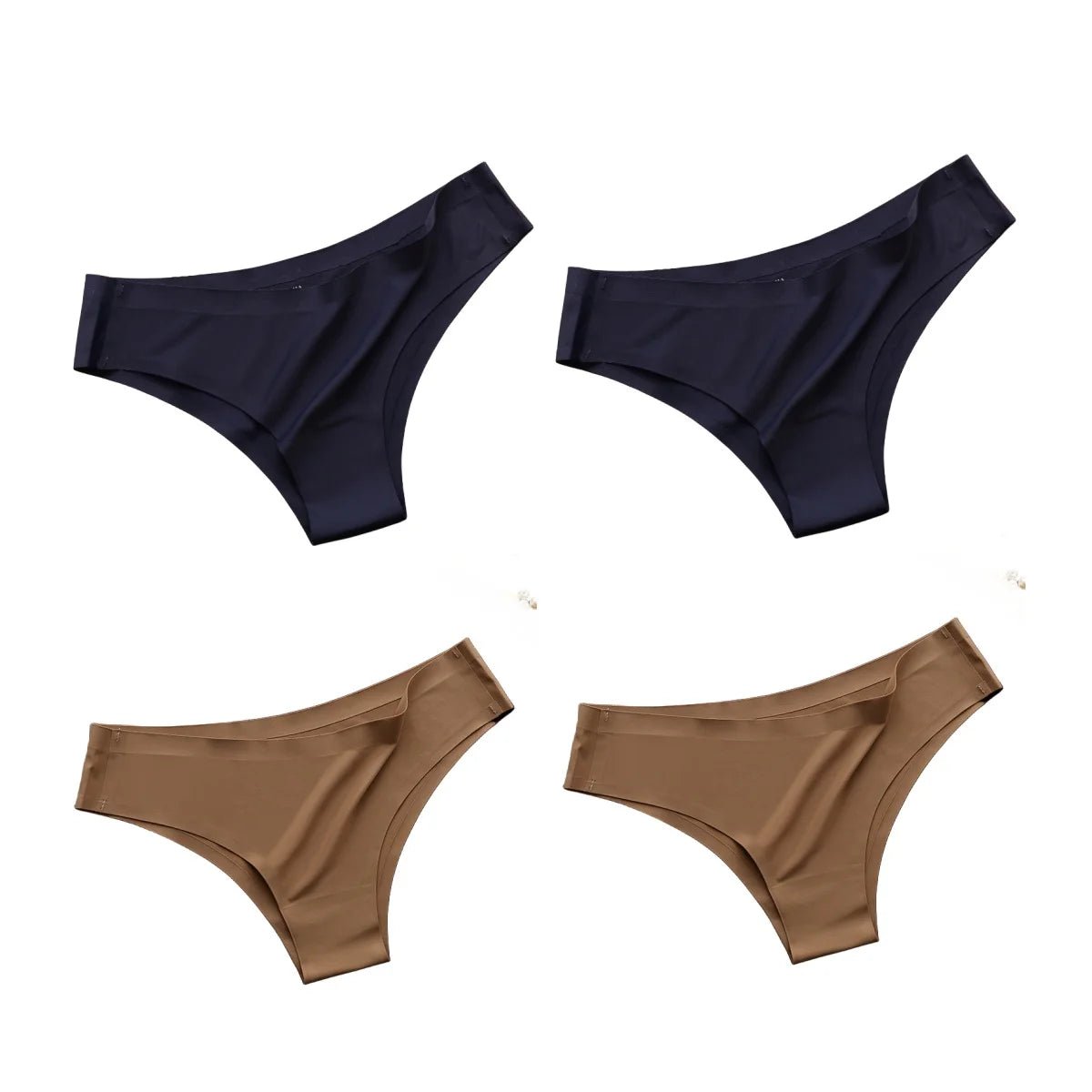 4PCS/Set Seamless Panties Women Sexy Underwear Ice Silk Underpants Low Waist G - string Female Soft Solid Ultra - thin Briefs - Avero