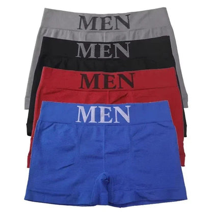 5 Pcs Thin Style Men's High Elastic Plain Color Comfortable Boxer Briefs Panties Breathable Pantyhose - Avero