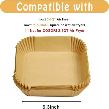 50/100/200pcs Disposable Air Fryer Paper Round/Square Special Paper Food Silicon Oil Paper Air Fryer Liners Baking Paper - Avero
