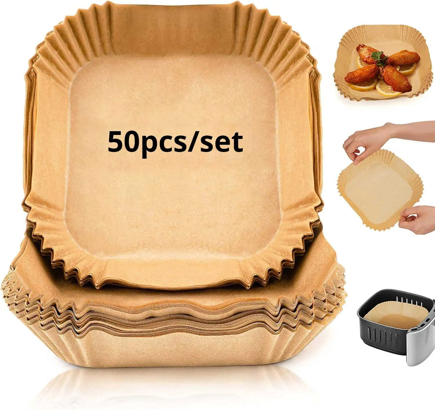 50/100/200pcs Disposable Air Fryer Paper Round/Square Special Paper Food Silicon Oil Paper Air Fryer Liners Baking Paper - Avero