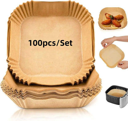 50/100/200pcs Disposable Air Fryer Paper Round/Square Special Paper Food Silicon Oil Paper Air Fryer Liners Baking Paper - Avero