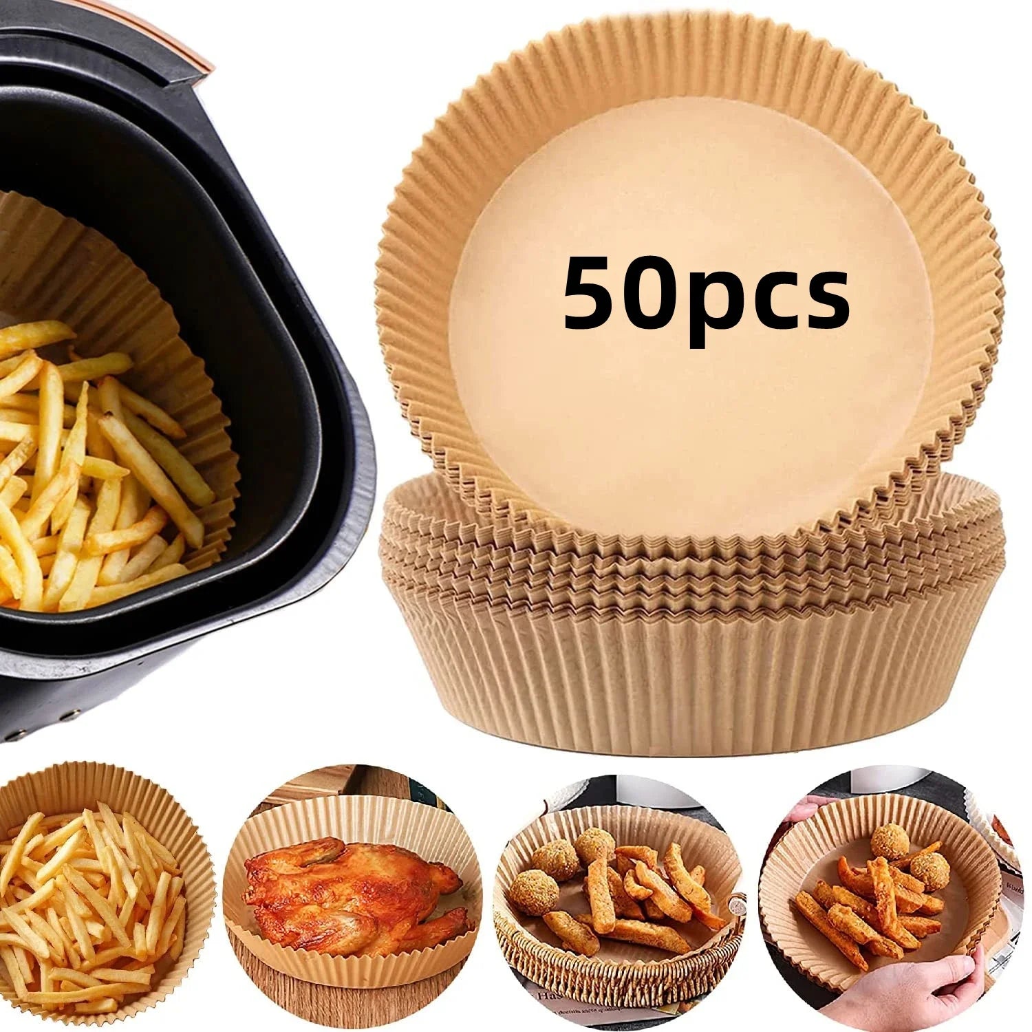 50/100/200pcs Disposable Air Fryer Paper Round/Square Special Paper Food Silicon Oil Paper Air Fryer Liners Baking Paper - Avero