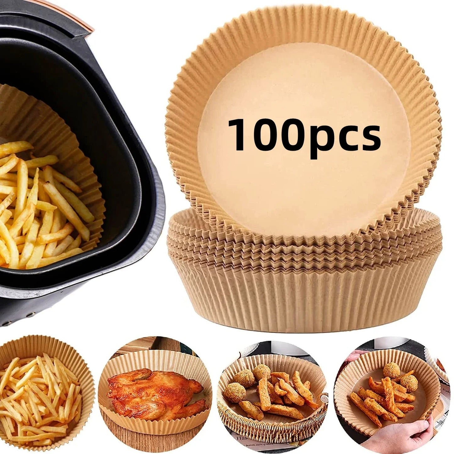 50/100/200pcs Disposable Air Fryer Paper Round/Square Special Paper Food Silicon Oil Paper Air Fryer Liners Baking Paper - Avero