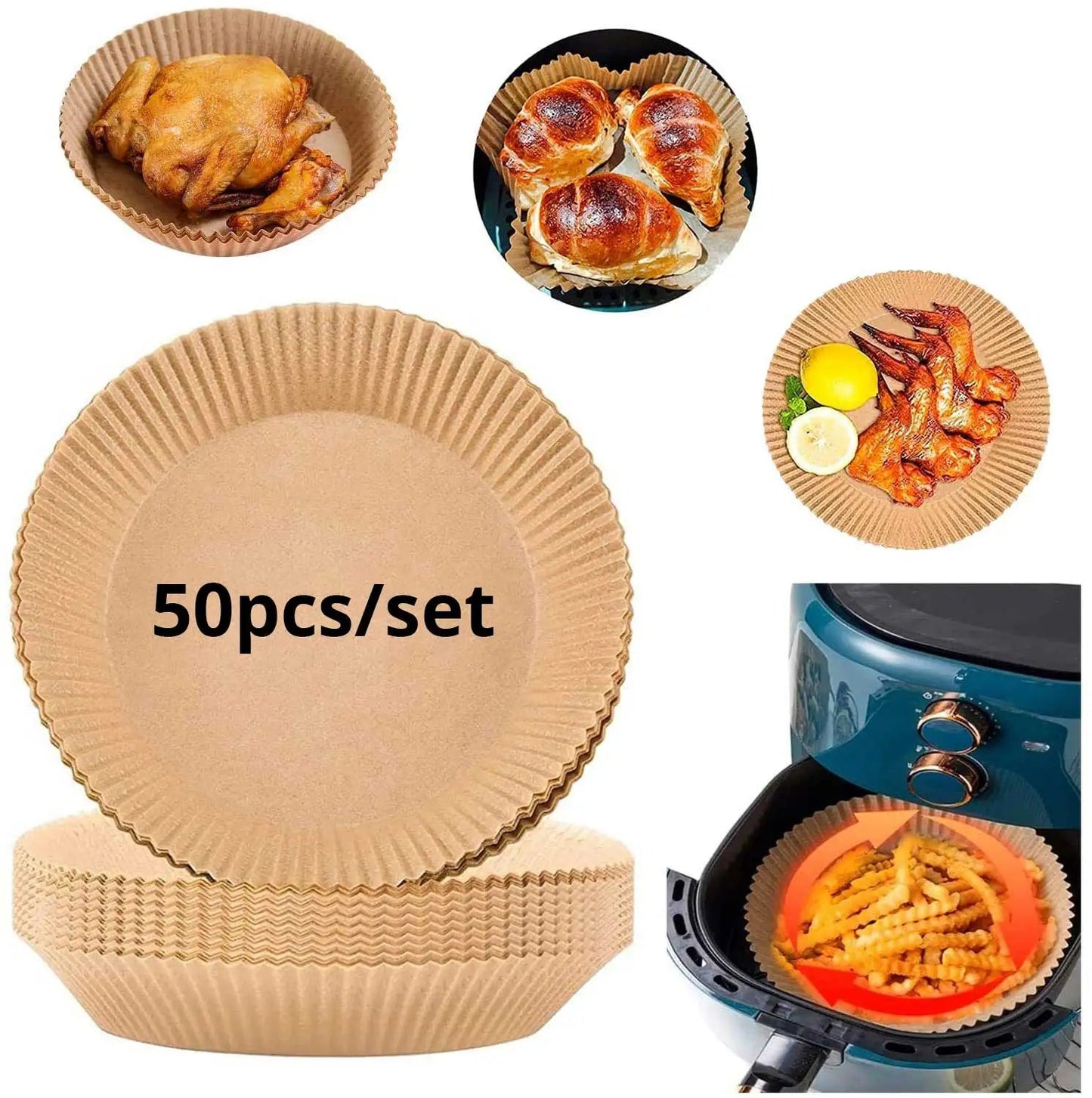 50/100/200pcs Disposable Air Fryer Paper Round/Square Special Paper Food Silicon Oil Paper Air Fryer Liners Baking Paper - Avero
