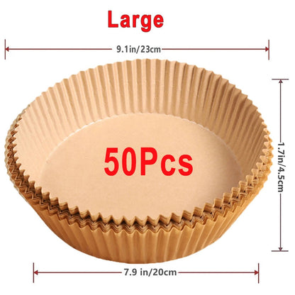 50/100Pcs Air Fryer Disposable Paper Non - Stick Airfryer Baking Papers Round Air - Fryer Paper Liners Paper Kitchen Accessories - Avero