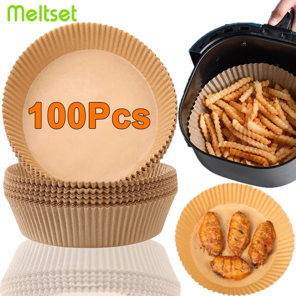 50/100Pcs Air Fryer Disposable Paper Non - Stick Airfryer Baking Papers Round Air - Fryer Paper Liners Paper Kitchen Accessories - Avero