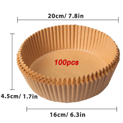 50/100Pcs Air Fryer Disposable Paper Non - Stick Airfryer Baking Papers Round Air - Fryer Paper Liners Paper Kitchen Accessories - Avero