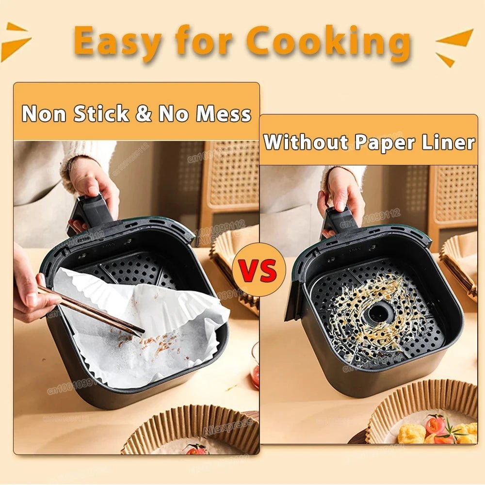 50/100Pcs Air Fryer Disposable Paper Non - Stick Airfryer Baking Papers Round Air - Fryer Paper Liners Paper Kitchen Accessories - Avero