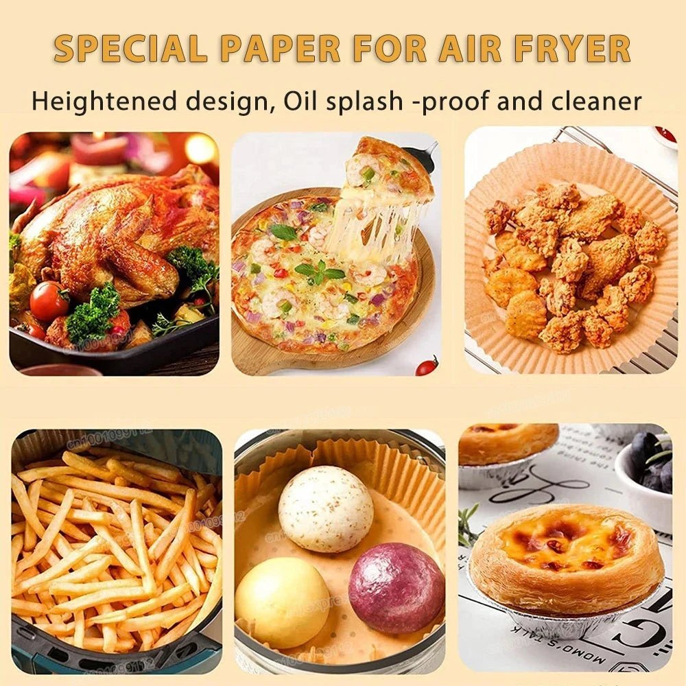 50/100Pcs Air Fryer Disposable Paper Non - Stick Airfryer Baking Papers Round Air - Fryer Paper Liners Paper Kitchen Accessories - Avero