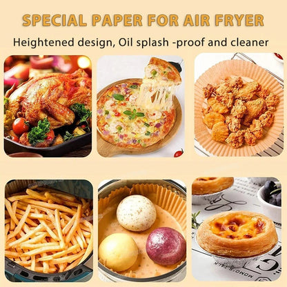 50/100Pcs Air Fryer Disposable Paper Non - Stick Airfryer Baking Papers Round Air - Fryer Paper Liners Paper Kitchen Accessories - Avero