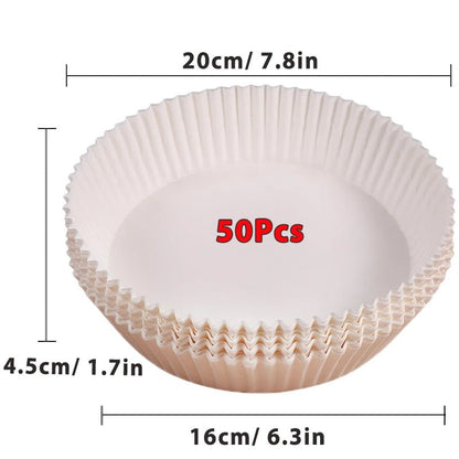 50/100Pcs Air Fryer Disposable Paper Non - Stick Airfryer Baking Papers Round Air - Fryer Paper Liners Paper Kitchen Accessories - Avero