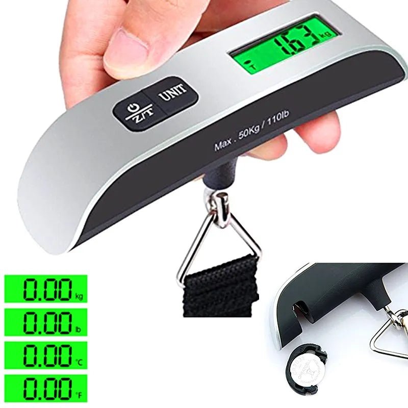 50kg Portable Hanging Scale Electronic Hand Luggage Scale Digital Display Suitcase 110lb Travel Baggage Bag Weighing Tools - Avero