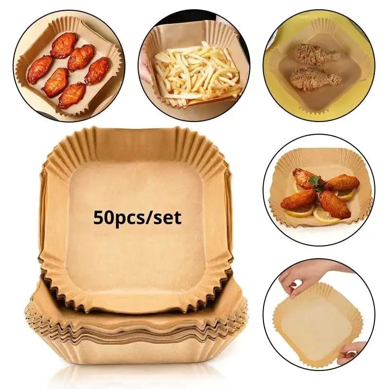 50pcs Air Fryer Paper Grease Absorbent Paper For Household Baking Pans With Thickened Silicone Paper Pads - Avero