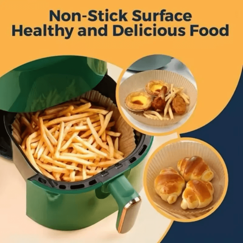50Pcs Disposable Air Fryer Paper Oil Absorbing And Anti Oil Paper Tray Non Stick Baking Pad Large Toughness Square - Avero