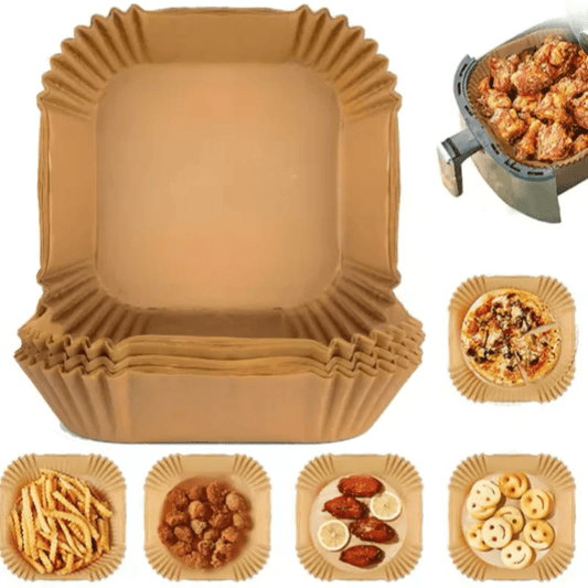 50Pcs Disposable Air Fryer Paper Oil Absorbing And Anti Oil Paper Tray Non Stick Baking Pad Large Toughness Square - Avero