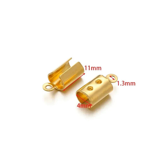 50pcs Stainless Steel High Quality Crimp End Beads Caps Leather Cord Clips for DIY Jewelry Making Necklace Connectors Supplies - Avero