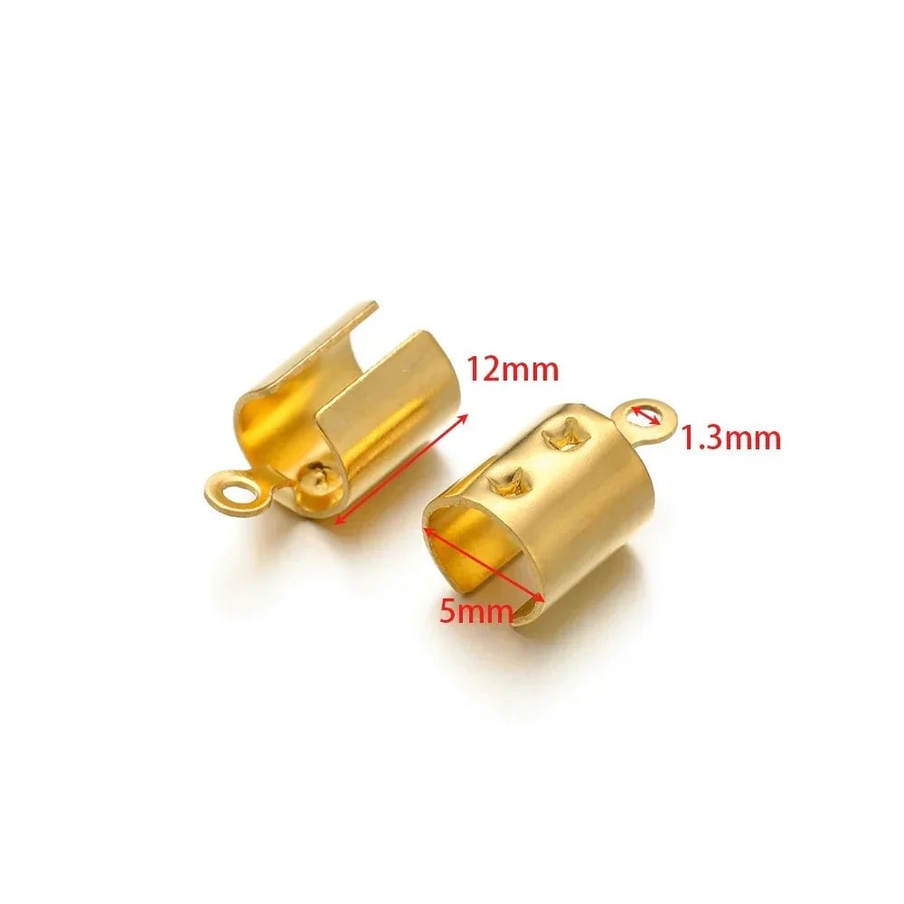50pcs Stainless Steel High Quality Crimp End Beads Caps Leather Cord Clips for DIY Jewelry Making Necklace Connectors Supplies - Avero
