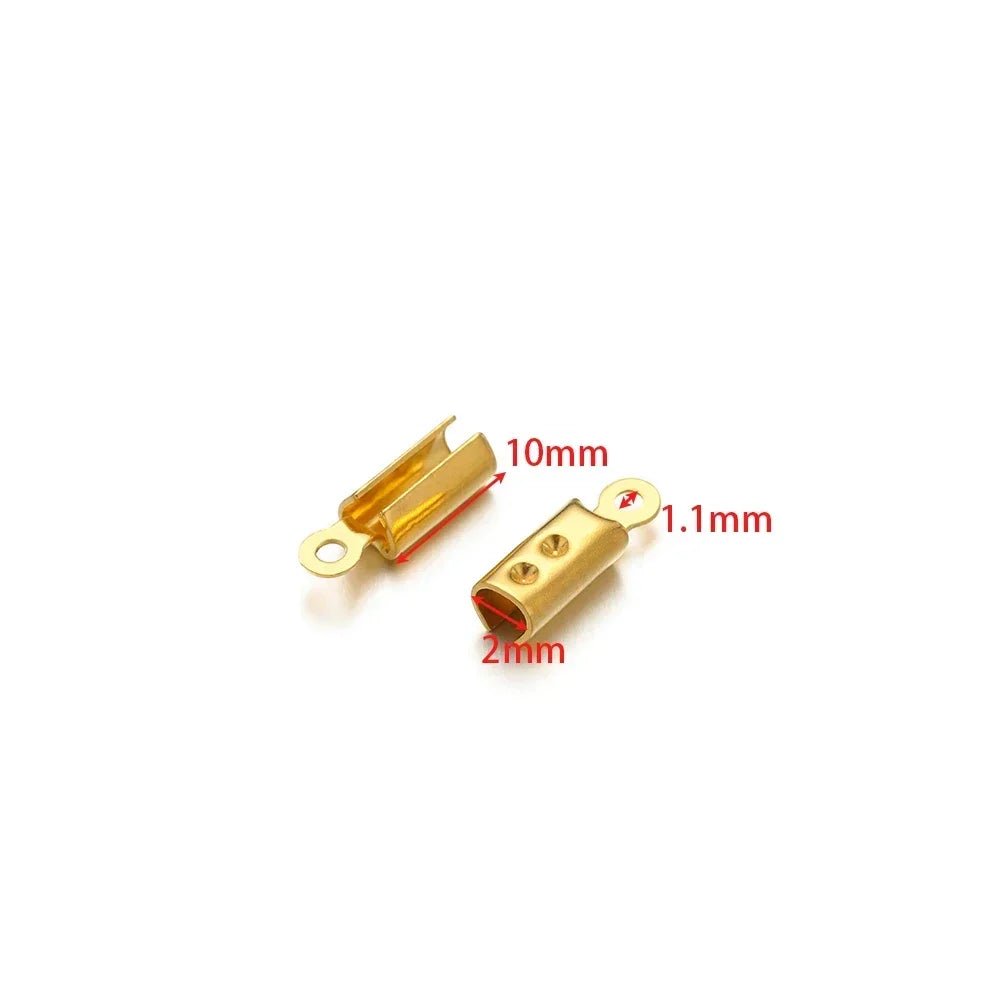 50pcs Stainless Steel High Quality Crimp End Beads Caps Leather Cord Clips for DIY Jewelry Making Necklace Connectors Supplies - Avero
