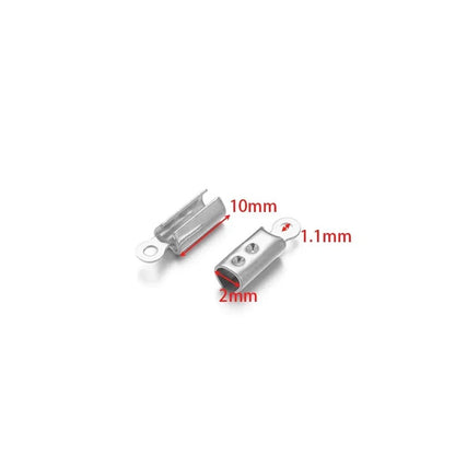 50pcs Stainless Steel High Quality Crimp End Beads Caps Leather Cord Clips for DIY Jewelry Making Necklace Connectors Supplies - Avero