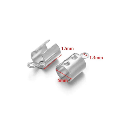 50pcs Stainless Steel High Quality Crimp End Beads Caps Leather Cord Clips for DIY Jewelry Making Necklace Connectors Supplies - Avero