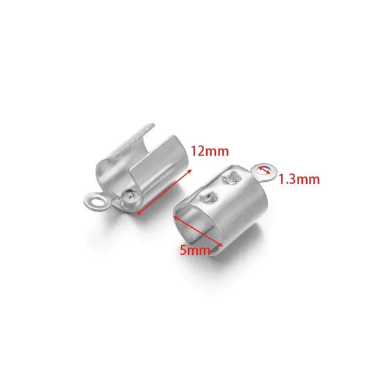 50pcs Stainless Steel High Quality Crimp End Beads Caps Leather Cord Clips for DIY Jewelry Making Necklace Connectors Supplies - Avero