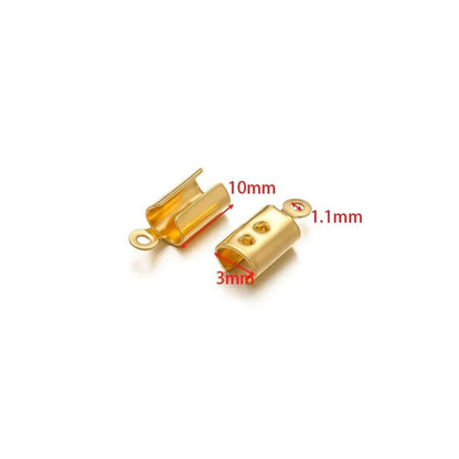 50pcs Stainless Steel High Quality Crimp End Beads Caps Leather Cord Clips for DIY Jewelry Making Necklace Connectors Supplies - Avero