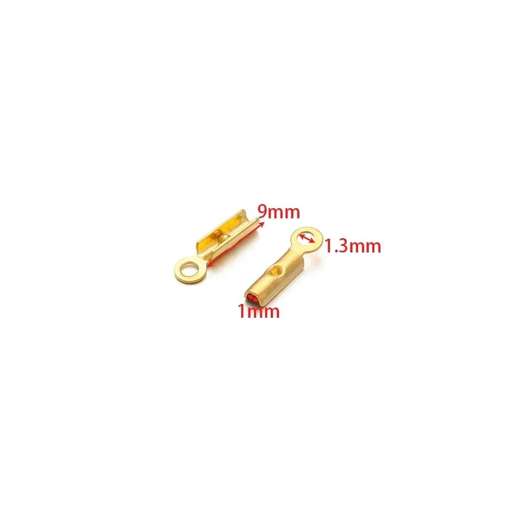 50pcs Stainless Steel High Quality Crimp End Beads Caps Leather Cord Clips for DIY Jewelry Making Necklace Connectors Supplies - Avero