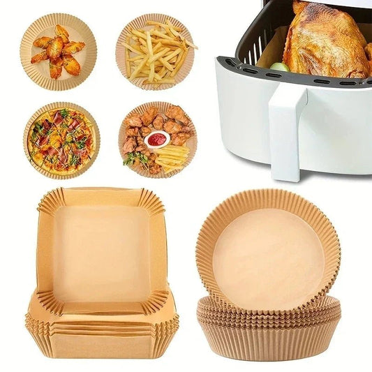 50pcs/Set Air Fryer Disposable Paper Parchment Wood Pulp Steamer Cheesecake Air Fryer Accessories Baking Paper For Air Fryer - Avero