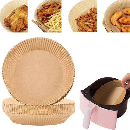 50pcs/set Disposable Air Fryer Paper Liner 20CM Oil - proof Water - proof Airfryer Disposable Cooking Paper Trays Baking Paper - Avero