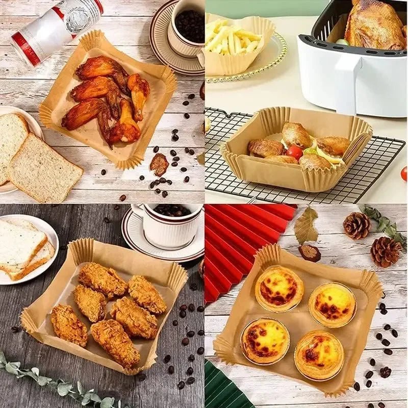 50pcs/set Disposable Air Fryer Paper Liner 20CM Oil - proof Water - proof Airfryer Disposable Cooking Paper Trays Baking Paper - Avero