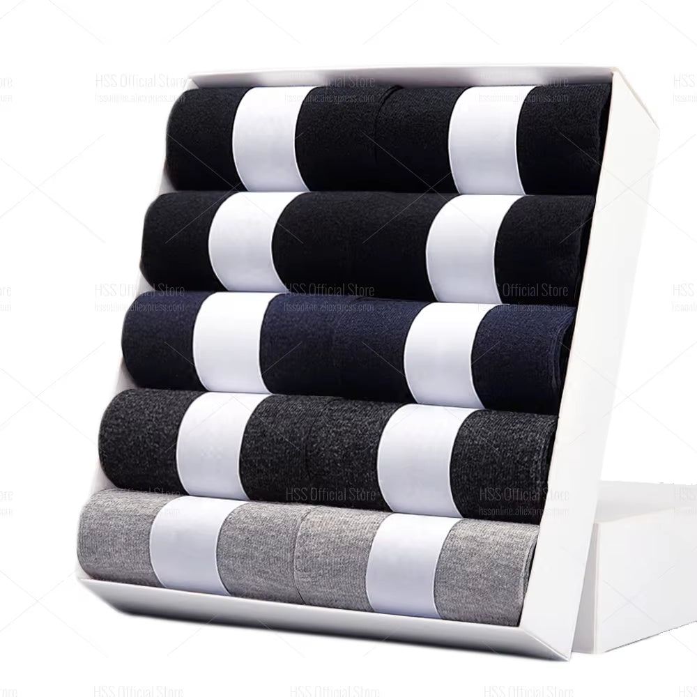 5/10 Pairs Men'S Cotton Blend Socks Black Business Men Socks Soft Breathable Summer Winter for Male Socks plus Size (6.5 - 14) - Avero