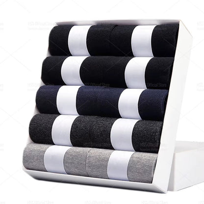 5/10 Pairs Men'S Cotton Blend Socks Black Business Men Socks Soft Breathable Summer Winter for Male Socks plus Size (6.5 - 14) - Avero