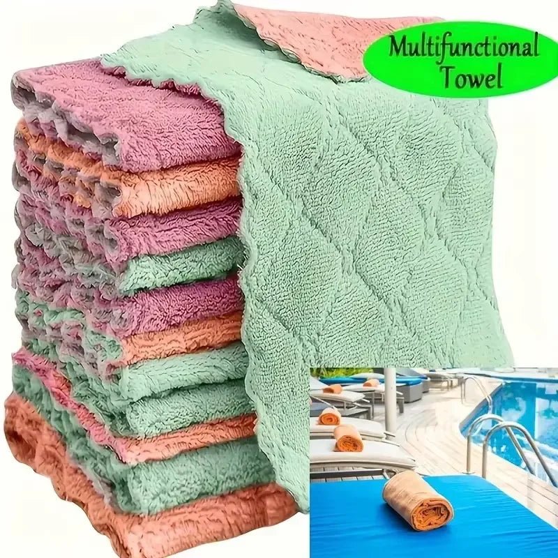 5/10/20pcs Kitchen Towel, Ultra - fine Fiber Light Gray Cleaning Cloth Set, Absorbent, Soft And Stain - removing Cloth - Avero