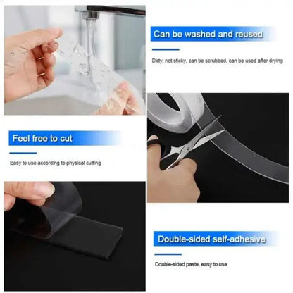 5m Double Contact Nano Tape Powerful Extra Strong Sided Adhesive for Kitchen and Bathroom Waterproof and Cleanable Tool - Avero