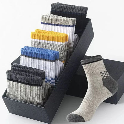 5Pairs/Lot Men's Socks Mid - tube Socks Absorb Sweat Running Professional Sports Socks Breathable Outdoor Basketball Riding Socks - Avero