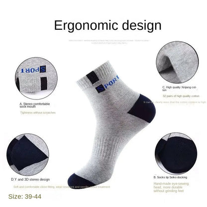 5Pairs/Lot Men's Socks Mid - tube Socks Absorb Sweat Running Professional Sports Socks Breathable Outdoor Basketball Riding Socks - Avero