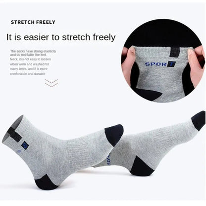 5Pairs/Lot Men's Socks Mid - tube Socks Absorb Sweat Running Professional Sports Socks Breathable Outdoor Basketball Riding Socks - Avero