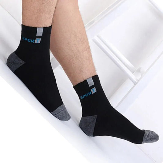 5Pairs/Lot Men's Socks Mid - tube Socks Absorb Sweat Running Professional Sports Socks Breathable Outdoor Basketball Riding Socks - Avero